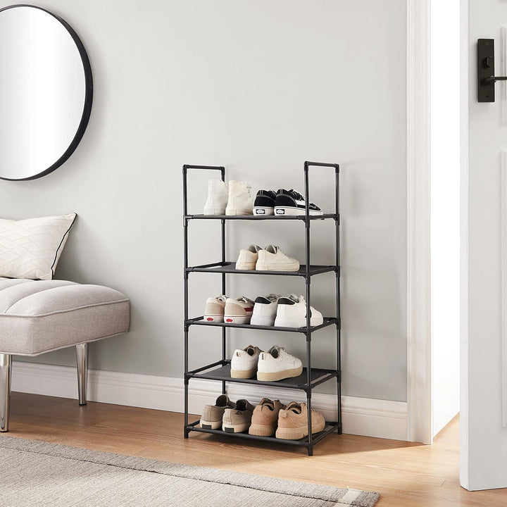 SONGMICS Schuhregal, 5 Ebenen, Schuhablage, Schuhaufbewahrung, schmal, 28 x 45 x 89 cm, Metallgestel