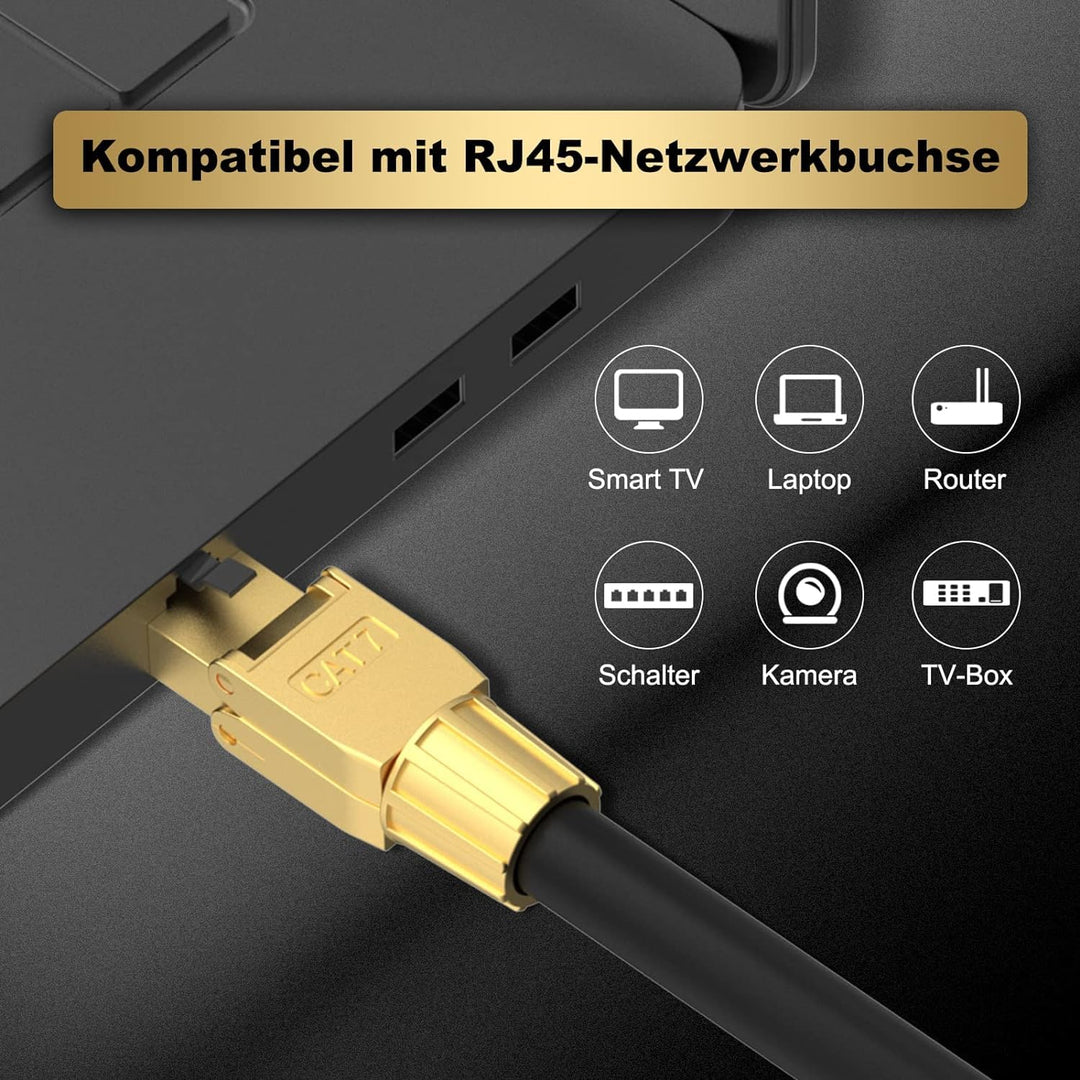 VCELINK RJ45 Stecker Werkzeuglos Cat 7 Cat6a, Netzwerkstecker POE++, Cat 7 Stecker 10 Gbps 600MHz Ge