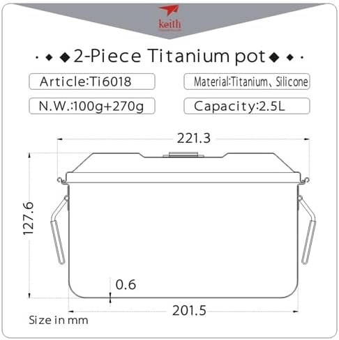 Keith Ti6018 Topf- und Pfannen-Set, Titan