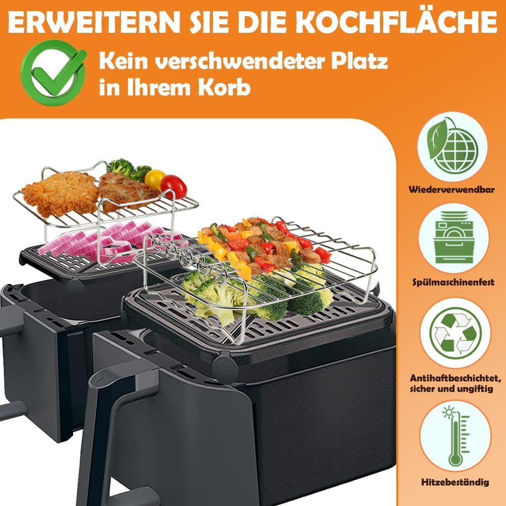YQL Airfryer Zubehör für Philips Airfryer Dual Basket 3L & 6L, Grillrost Heissluftfritteuse für Phil