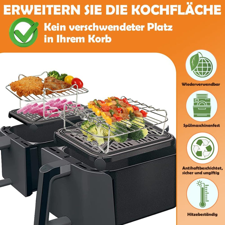 YQL Airfryer Zubehör für Philips Airfryer Dual Basket 3L & 6L, Grillrost Heissluftfritteuse für Phil
