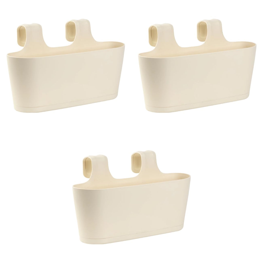 3X Blumenkasten oval Balkon Übertopf Pflanzkasten Blumentopf zum Hängen mit Wasserspeicher Farbe bei