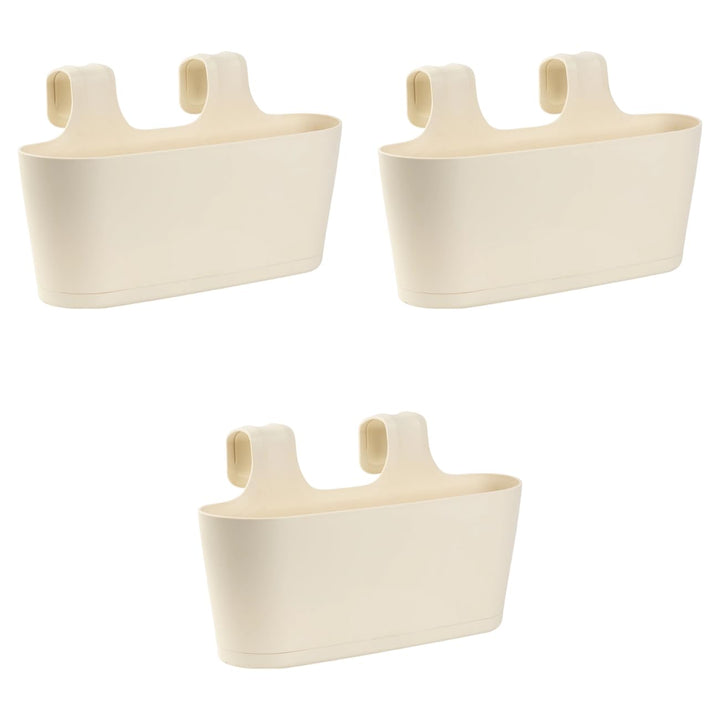3X Blumenkasten oval Balkon Übertopf Pflanzkasten Blumentopf zum Hängen mit Wasserspeicher Farbe bei