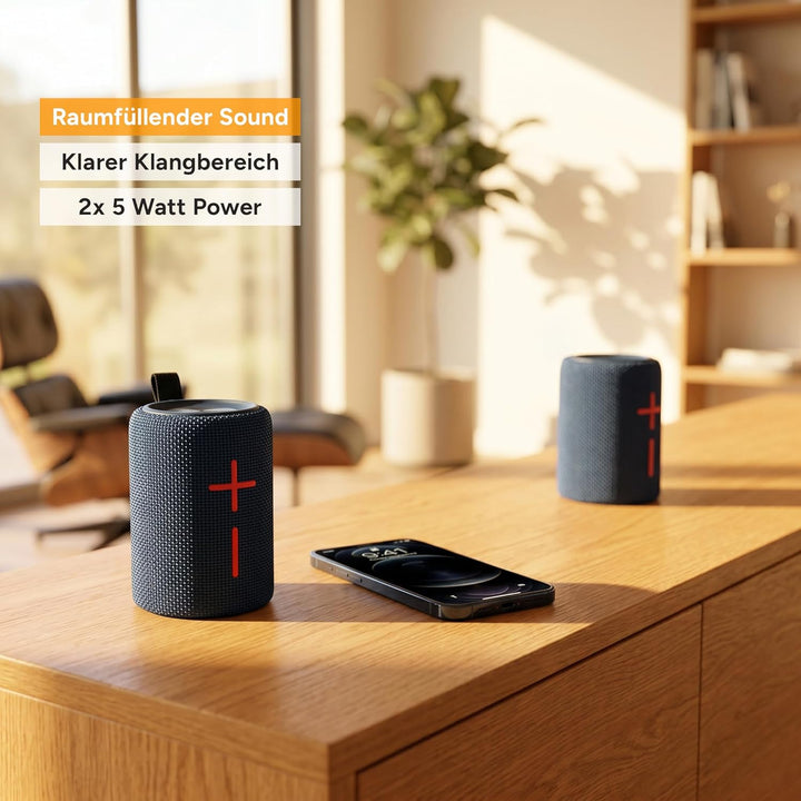 TZS First Austria - Magnetischer 2-in-1 Bluetooth Lautsprecher 10W - 2X 1200mAh - 10m Reichweite - 1