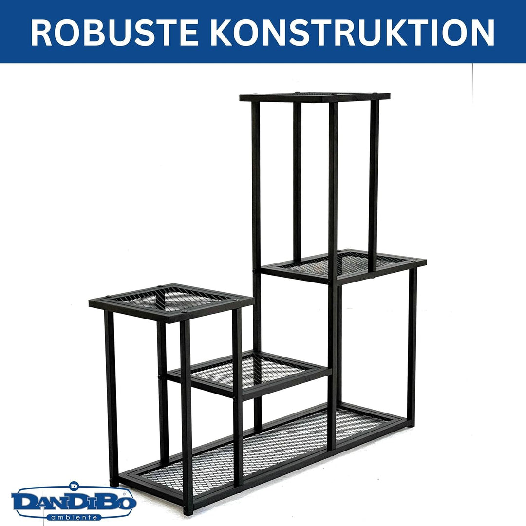 DanDiBo Blumentreppe Indoor Metall Schwarz 4 Ebenen 96579 Blumenständer Modern Pflanzentreppe Design
