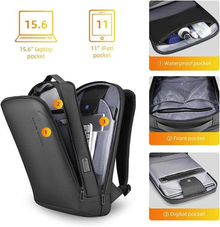 MARK RYDEN Laptop Rucksack, 15,6 Zoll Anti-Diebstahl-Business Rucksack für Damen und Herren, Fit für