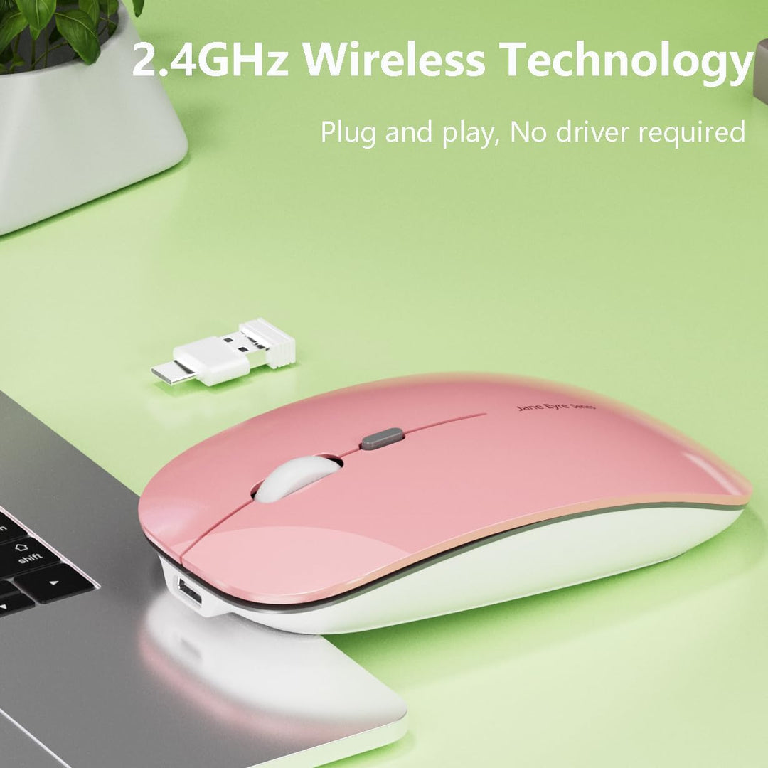 Uiosmuph Q5 Kabellos Maus, Wiederaufladbar Funkmaus 2.4G Leise Funkmaus Ultra Dünn Wireless Computer