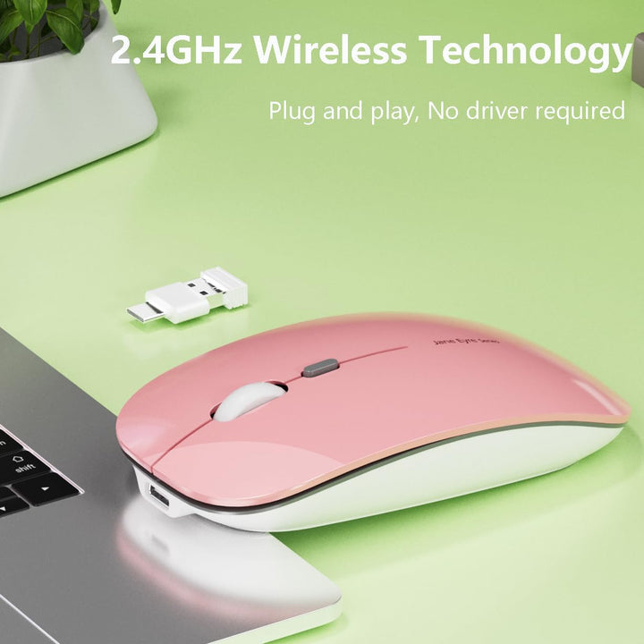 Uiosmuph Q5 Kabellos Maus, Wiederaufladbar Funkmaus 2.4G Leise Funkmaus Ultra Dünn Wireless Computer
