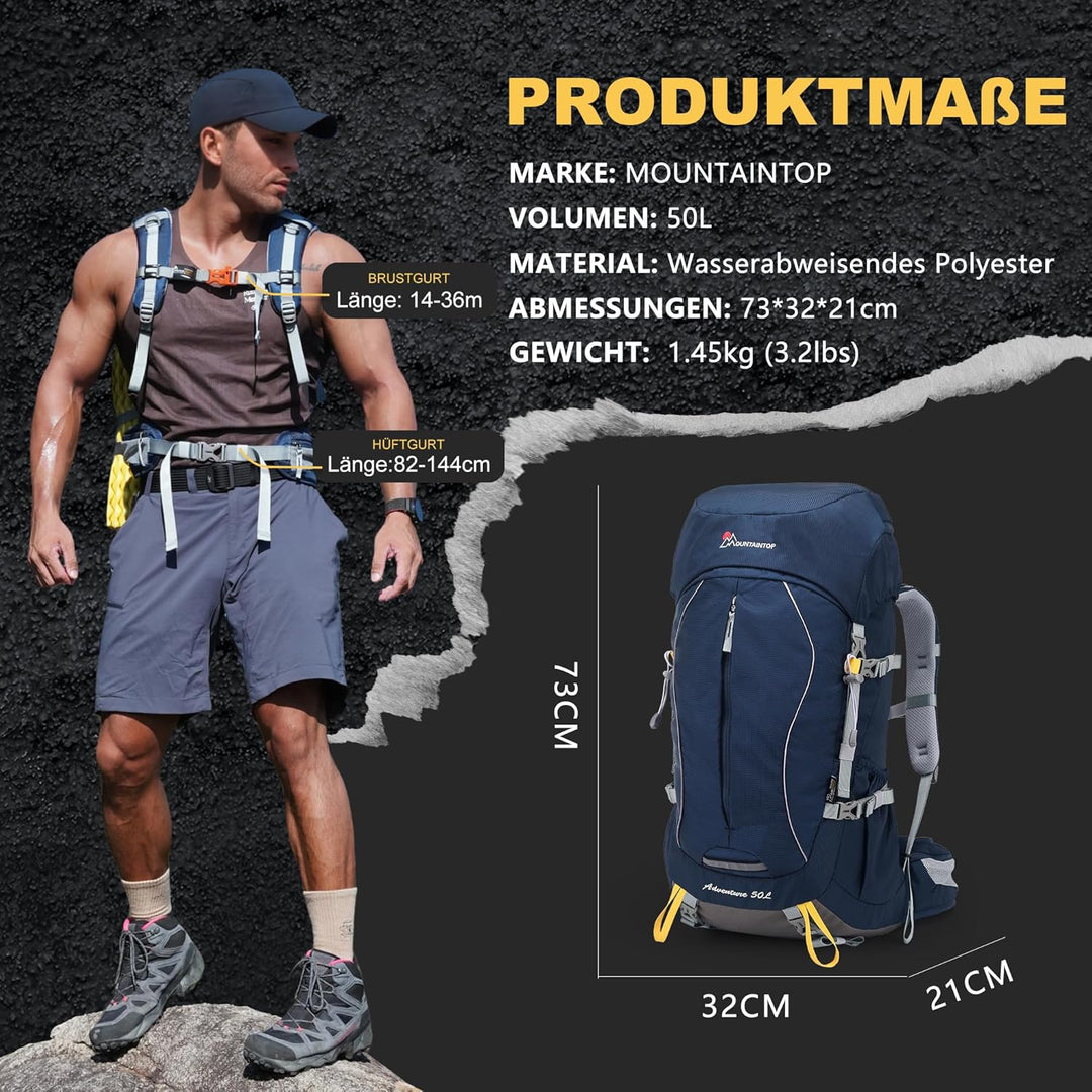 Mountaintop Trekkingrucksack 50L/60L Wanderrucksack Herren Damen Reiserucksack Grosser Rucksack mit