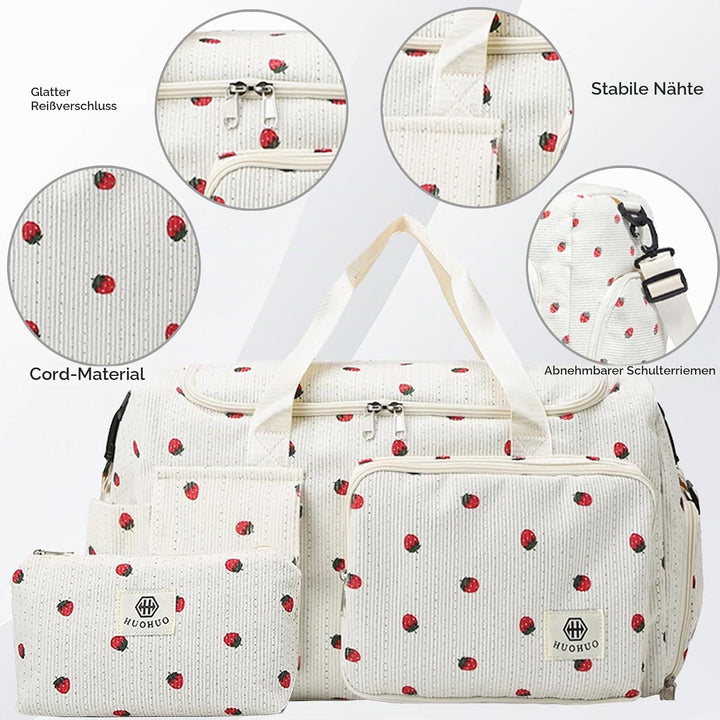 Reisetasche Damen, Sporttasche Damen mit Schuhfach, Nassfach and Kleine Geldbörse, Cord Schwimmtasch