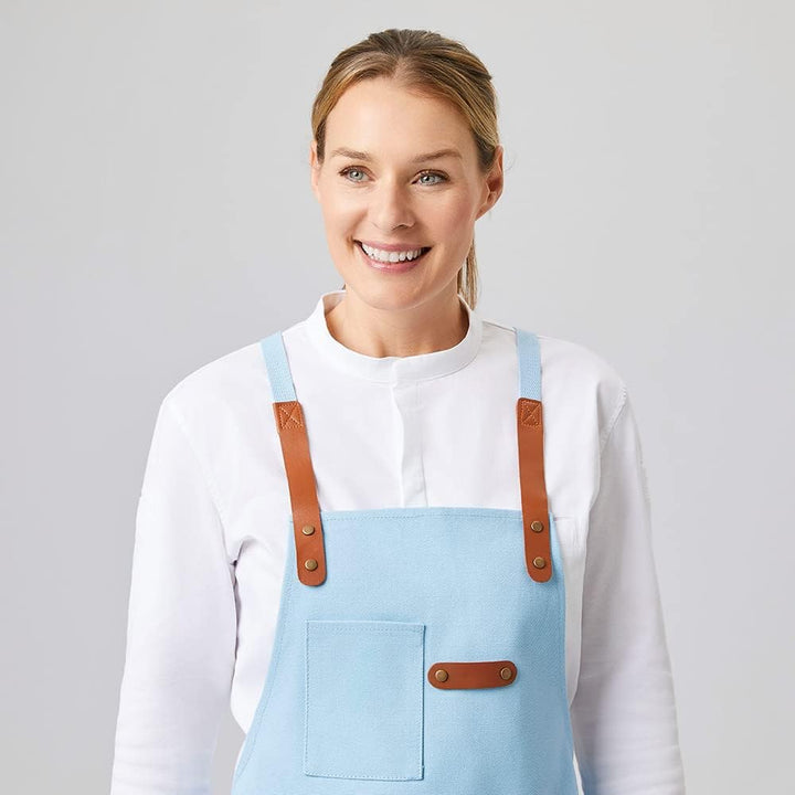 EXNER Grill- & Latzschürze aus 100% Baumwolle – Robuste Canvas-Schürze mit Taschen & Kreuzbindung –
