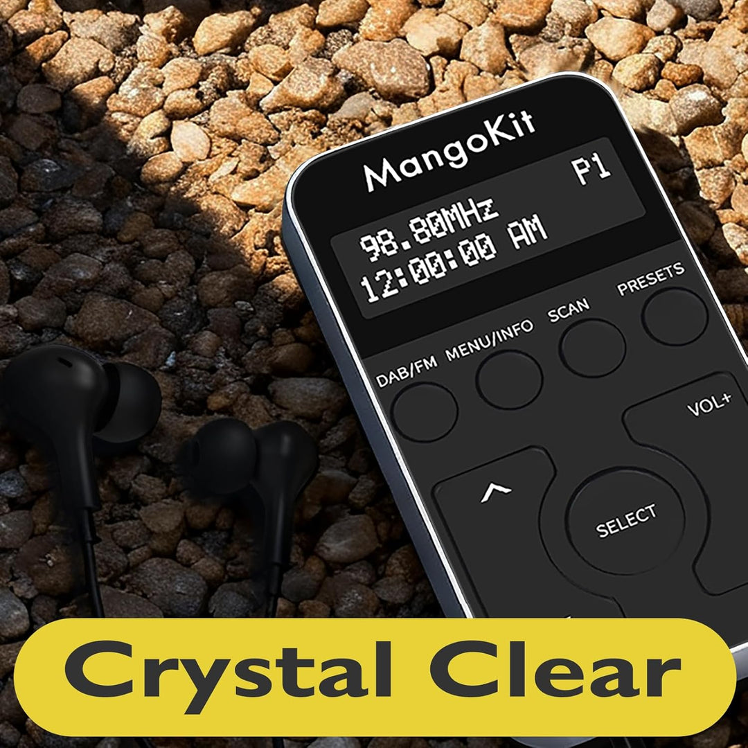 MangoKit Kleines Tragbares Mini DAB/DAB+/UKW-Radio,Digitales Taschenradio mit Kopfhörer,Wiederauflad