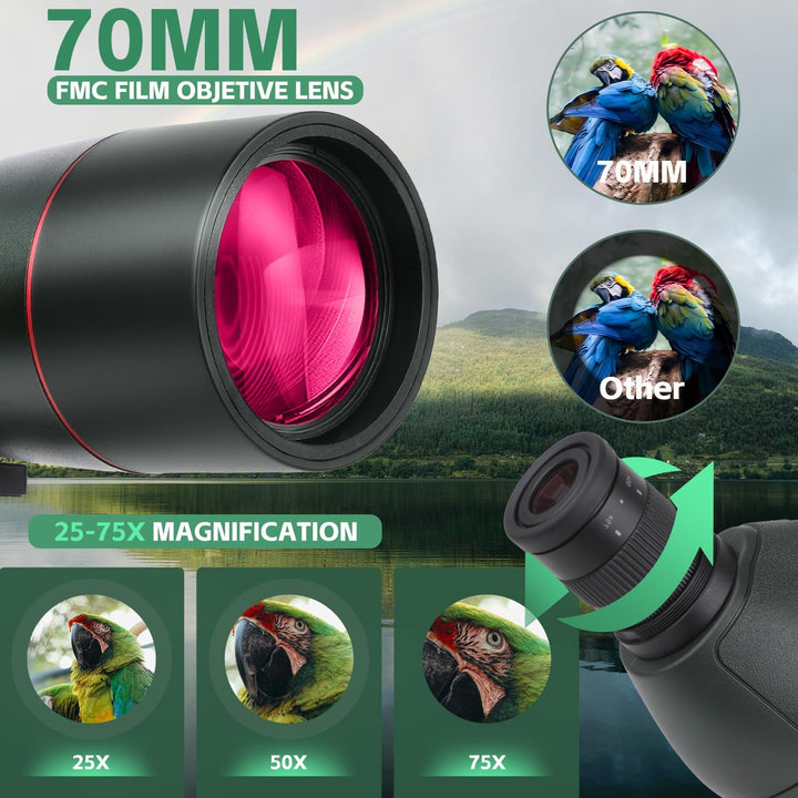 Spektive für Zielschiessen - HD Spektiv mit Stativ Tragetasche & Smartphone Halterung - BAK4 Spektiv