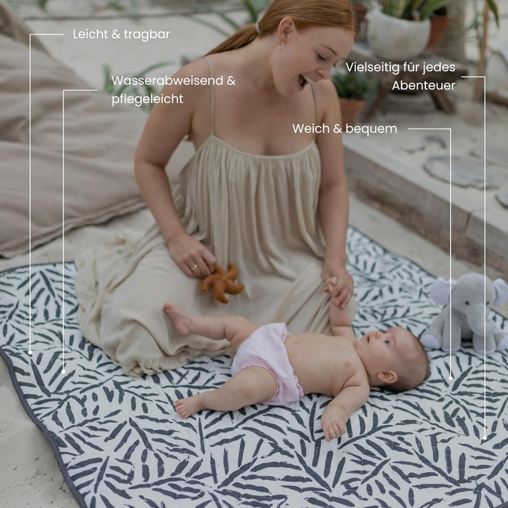 Toddlekind Krabbelmatte für draussen & drinnen, wasserabweisend & tragbar, Picknickdecke für Babys a
