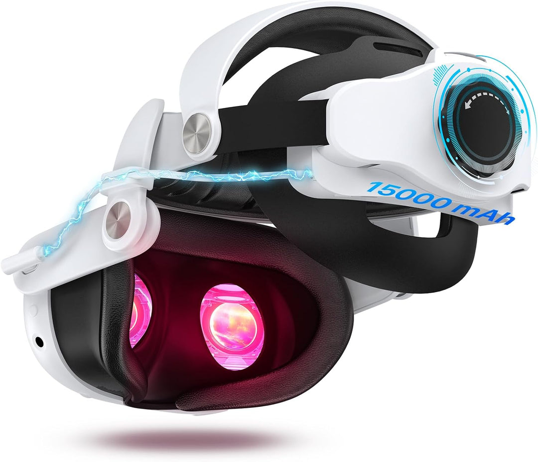 Adicop Elite Strap kompatibel mit Meta/Quest 3, Built-in 15000mAh Akku für Verlängerte Spielzeit von