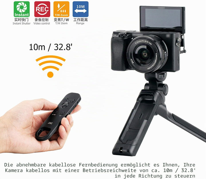 JJC Handgriff Stativ mit Bluetooth Fernbedienung für Sony ZV-E10 ZV-1 ZV-1F a1 a9 a9II A7C II, A7C R