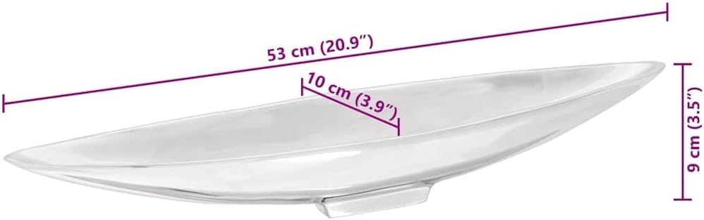 vidaXL Obstkorb Silber 53 x 9 x 10 cm Aluminium, Wohnzimmer, moderne Deko-Einlagen, Aluminium Skulpt