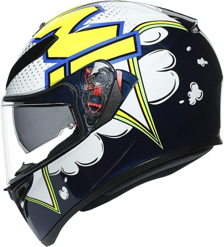 AGV Unisex-Adult K3 Sv E2205 Multi Mplk Motorrad Helm XS BLUE/WH/YELLOW FL, XS BLUE/WH/YELLOW FL