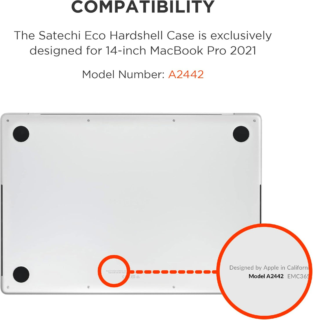 SATECHI Eco-Hartschalenhülle kompatibel mit MacBook Pro 14 Zoll (M1 2021, M2/M3 2023, M4 2024), schl