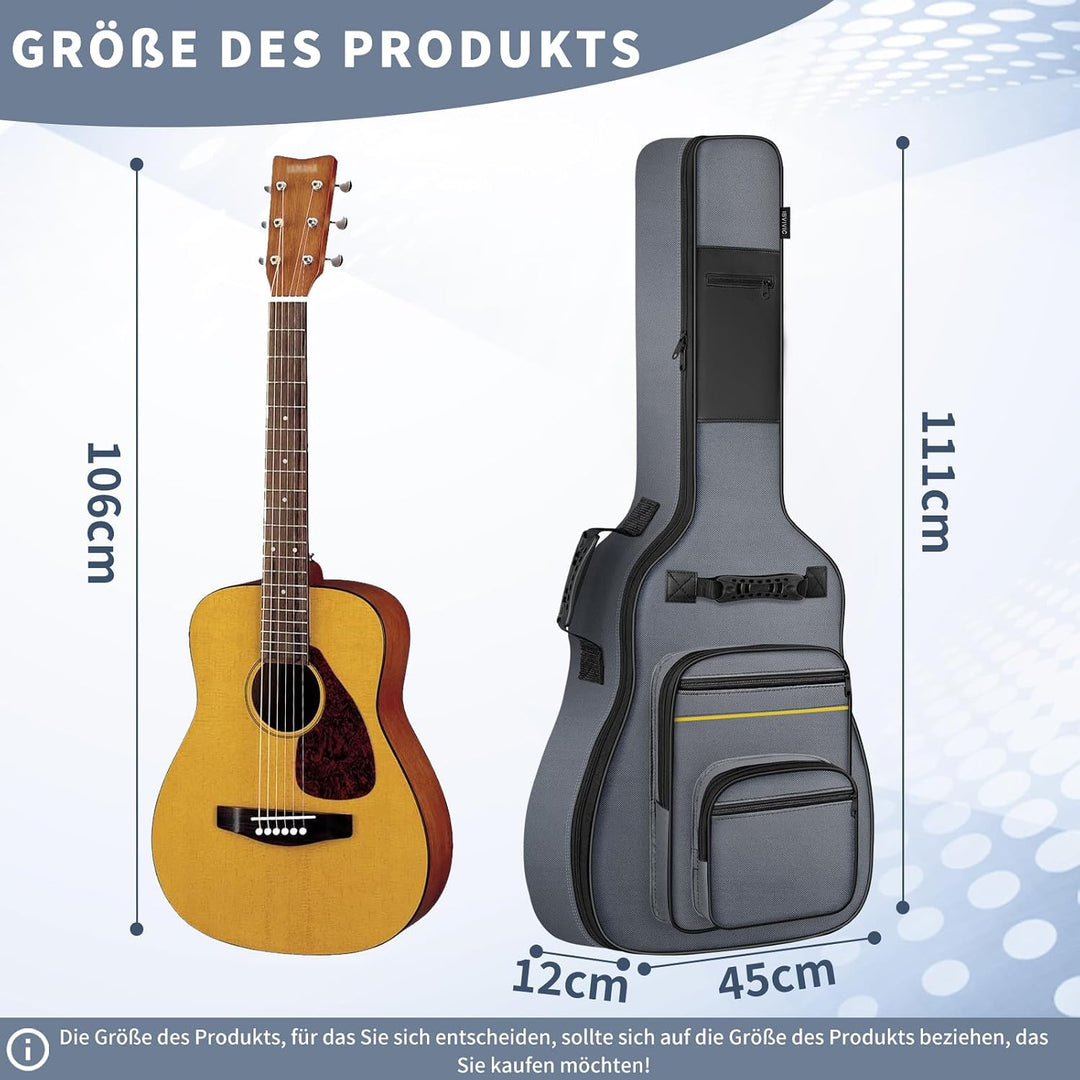 Akustikgitarrentasche, 40/41/42 Zoll Gitarren-Gigbag mit 10 mm dicker Polsterung &amp; mehreren Taschen,