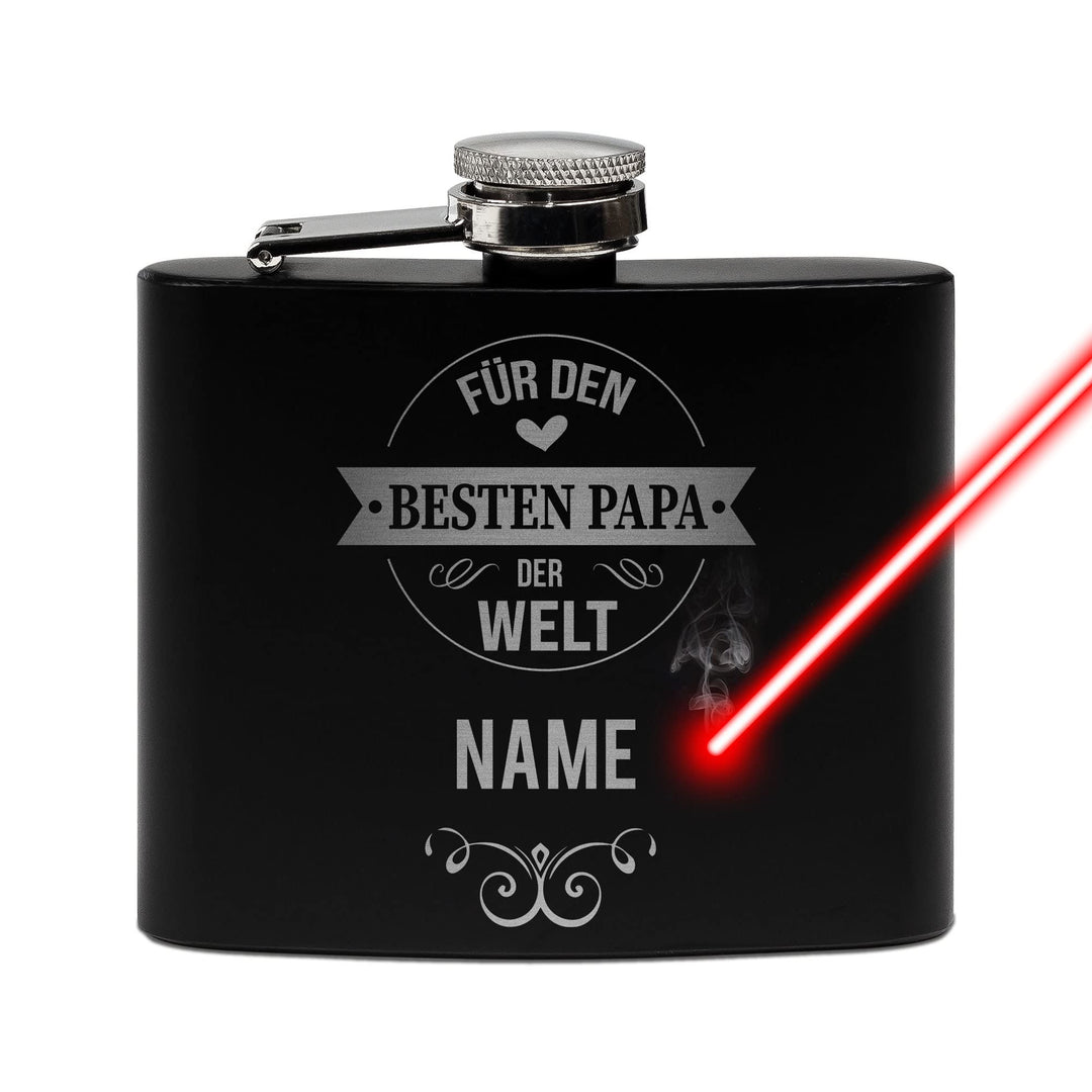 Flachmann mit Gravur aus Edelstahl selbst gestalten - mit Name gravieren - Geschenkidee für den best