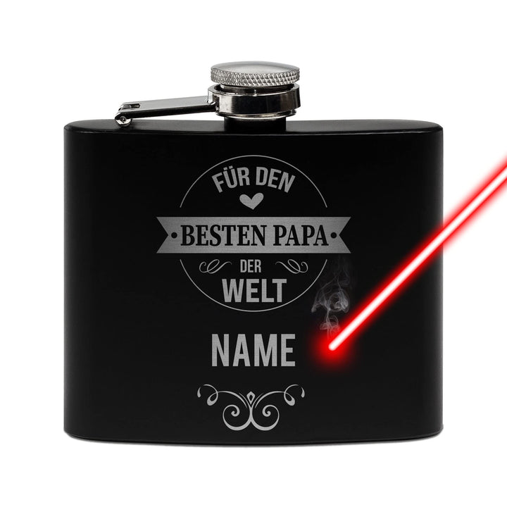 Flachmann mit Gravur aus Edelstahl selbst gestalten - mit Name gravieren - Geschenkidee für den best