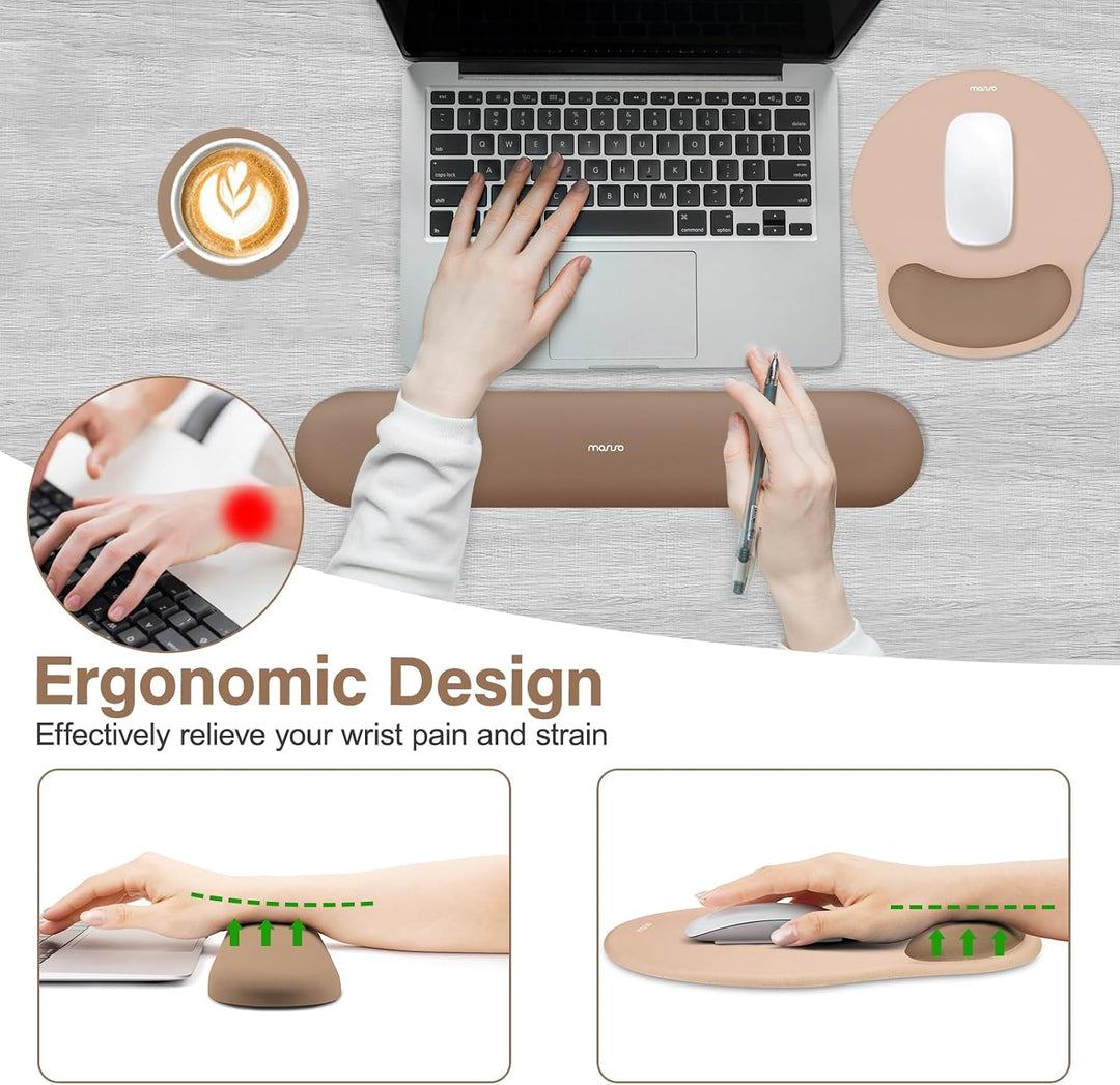 MOSISO Handgelenkstütze für Mauspad&amp;Tastatur Set, Ergonomisch Kreisförmig Mauspad&amp;Untersetzer rutsch