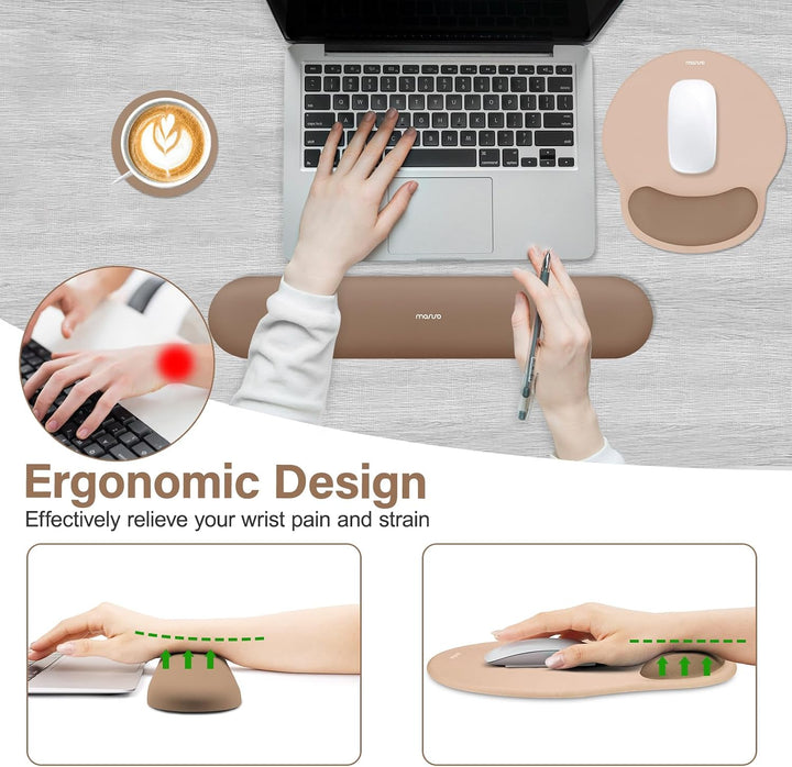 MOSISO Handgelenkstütze für Mauspad&amp;Tastatur Set, Ergonomisch Kreisförmig Mauspad&amp;Untersetzer rutsch