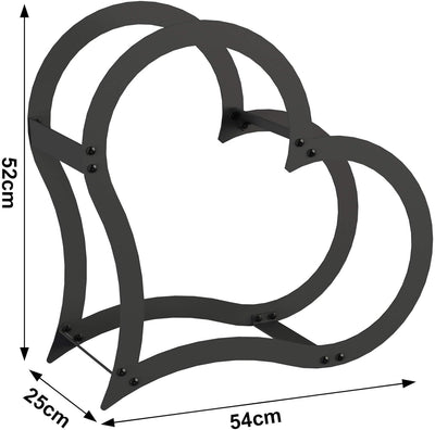 DanDiBo Kaminholzregal Innen Metall Schwarz Stehend Herz 52 cm Kaminholzständer 96469 Kaminholzhalte