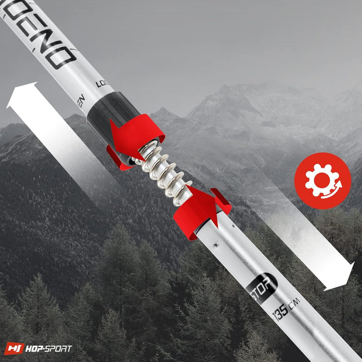 Hop-Sport Trekkingstöcke HS-0135TP Nordic Walking Wanderstöcke Set Anti Schock Teleskop Silber, Silb