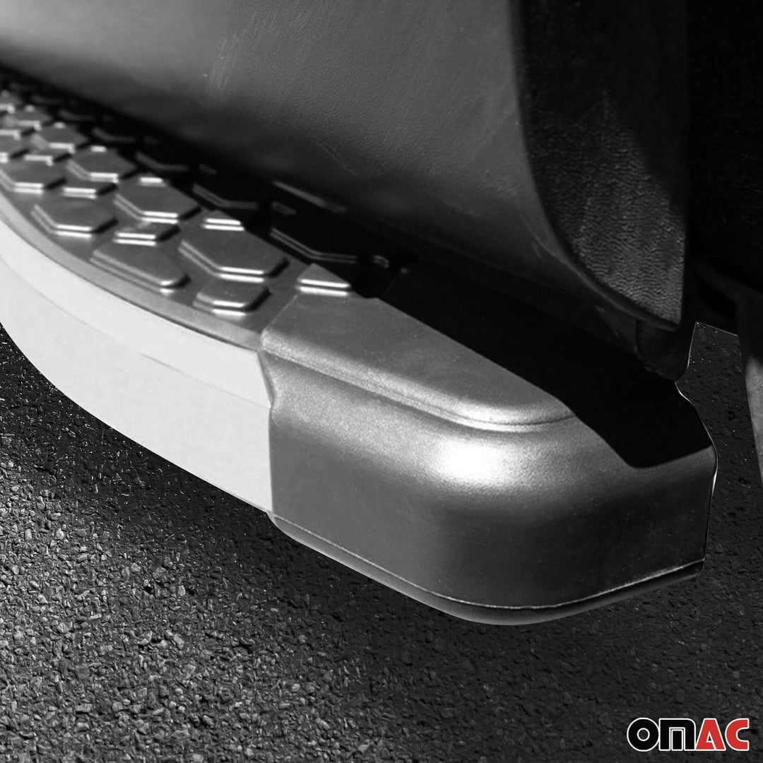 OMAC Alu Trittbretter Seitenschweller kompatibel mit Kia Sportage 2010-2015 Schwarz Silber BLACKLINE