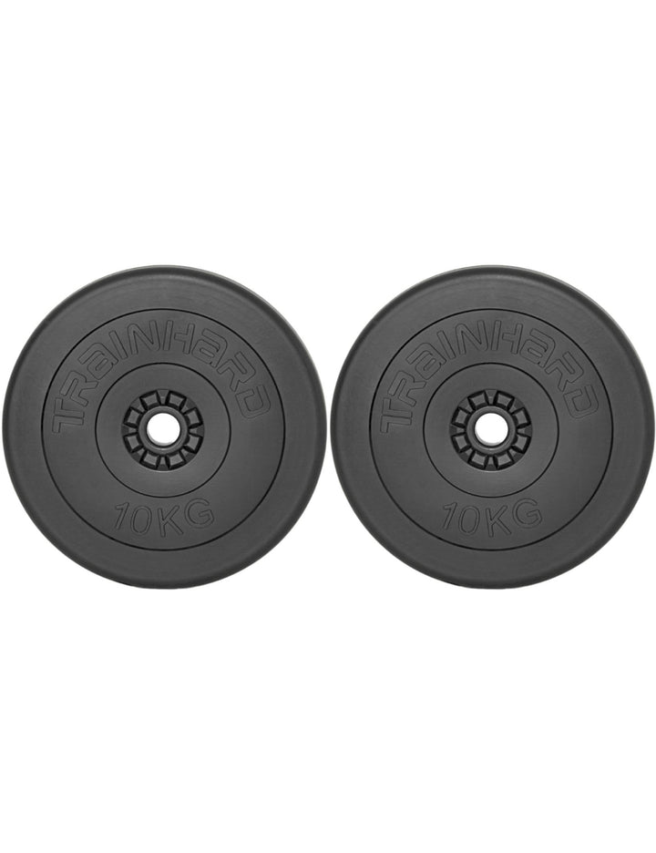 TrainHard Hantelscheiben Set 20-30 kg Gewichte aus Kunststoff Zement Gesamtgewichte mit 30/31 mm Boh