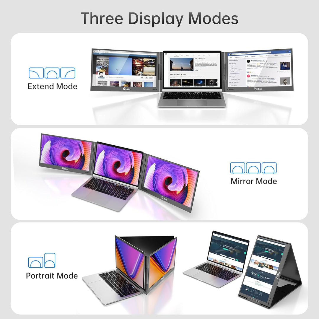 Yinker 15.6" FHD Triple Screen Laptop Erweiterung Laptop Screen Extender EIN-Kabel-Verbindung für 11