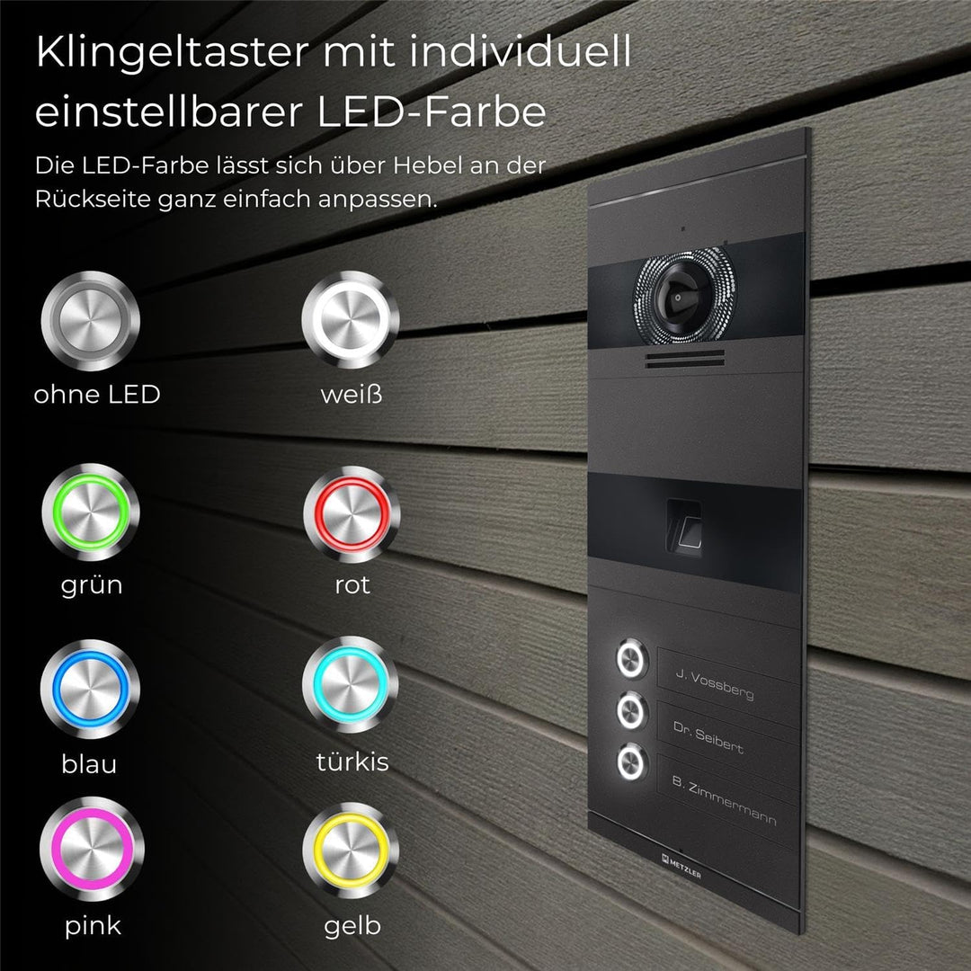 Metzler VDM10 2.0 Video Sprechanlage mit Türöffner (Stromversorgung) & Fingerprint - Anschluss 2-Dra
