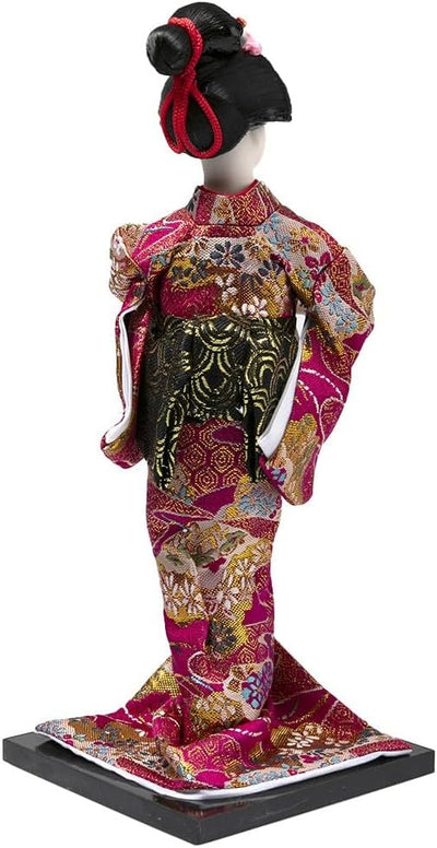 Asiatischer Puppe, japanische Dekoration, Geisha Kimono, Fuchsia, Fuchsia