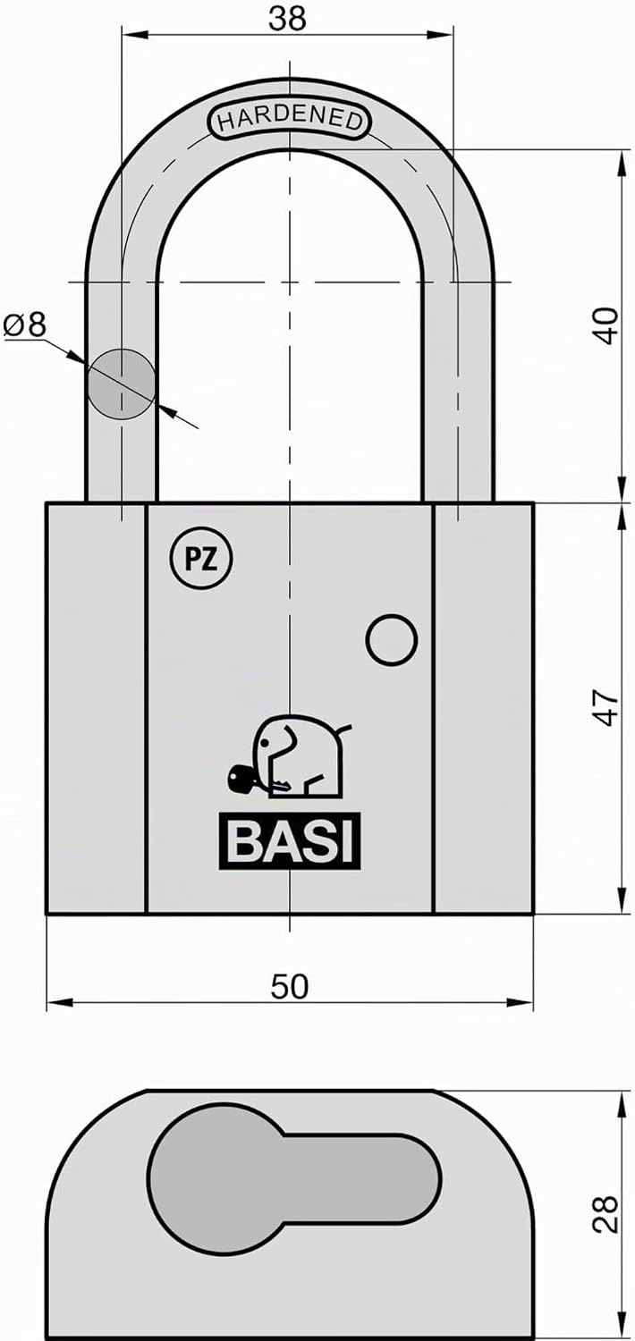 BASI | Messing Vorhangschloss | Vorhangschlosskorpus ohne Schliesszylinder | austauschbare Profil-Ha
