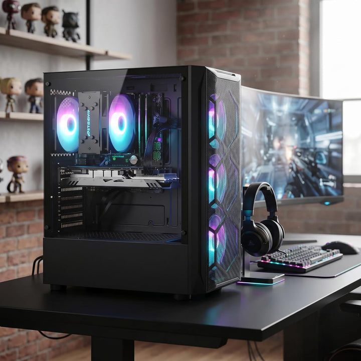 STGsivir Gaming PC,Core i7 bis zu 3.9GHz, Radeon RX 580 8GB GDDR5, 16GB RAM, 512GB SSD, 600M WLAN, B