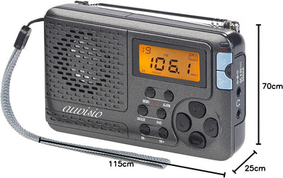 auvisio Taschenradio: 12-Band-Weltempfänger FM/MW/KW, mit Wecker & Sleeptimer (Taschenradios, Mini R