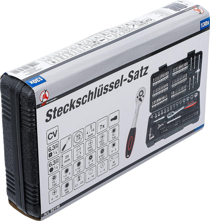 BGS Diy 92146 | Steckschlüssel-Satz | Antrieb 6,3 mm (1/4") | 130-tlg.