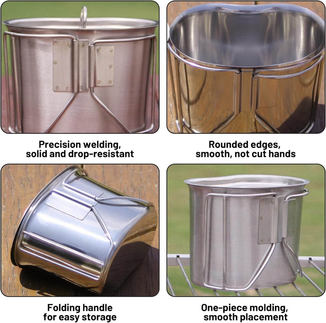 IHONYI Feldflaschenbecher Tragbar Camping Wasserflasche Rostfreier Stahl Draussen Feldflasche Wasser