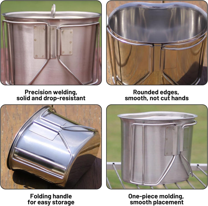 IHONYI Feldflaschenbecher Tragbar Camping Wasserflasche Rostfreier Stahl Draussen Feldflasche Wasser