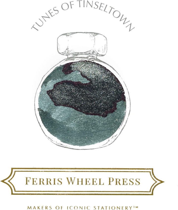 Ferris Wheel Press Fountain Pen Ink, Everyday Ink Collection,Deep teal with dual metallic (silver an