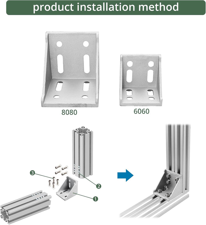 4x EYPINS Befestigungsmaterial Winkel, Aluprofil 80x80 Nut 8 Aluminium Winkelverbinder Eckwinkel Eck