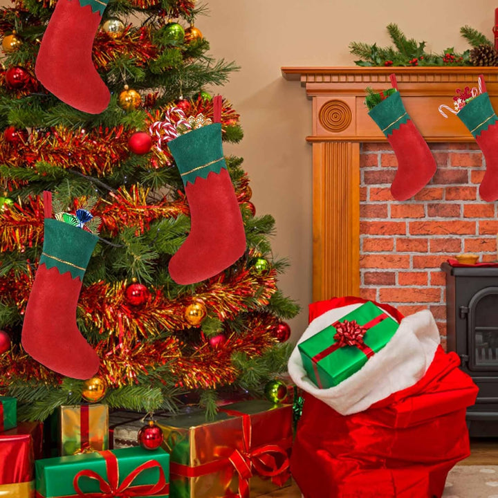12 Stück Weihnachtssocken Zum Befüllen,Nikolaussocken Zum Befüllen,Weihnachtsstrümpfe Kamin für den