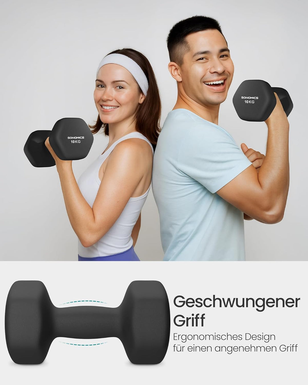 SONGMICS 2 Stück Hexagon Hanteln mit Neoprenbeschichtung für Krafttraining, Fitness, Zuhause 2 x 10