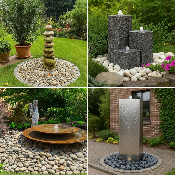 Set: PE Becken / Rundbecken + Abdeckgitter D=66cm, H=35cm, 90L für Wasserspiele u. Brunnen INTERGARD