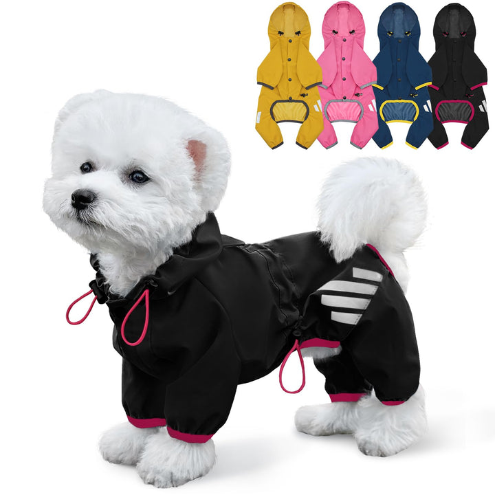 Regenmantel für Hunde Mit Kapuze, wasserdichte Regenjacke Mit Leinenloch, Reflektierender Riemen für