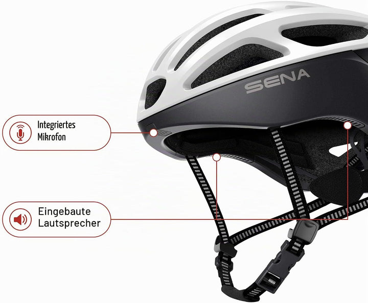 Sena R1 EVO Smart Fahrradhelm (Matte White, Grösse M)