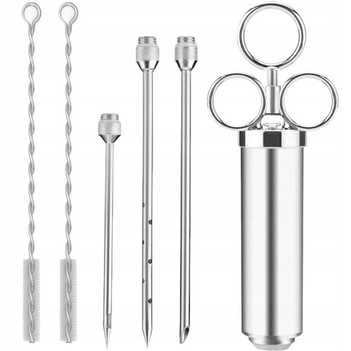 Marinadenspritze Edelstahl 60 ml mit 3 Nadeln, Fleischspritze BBQ, Marinaden Injektor für Grillen, R
