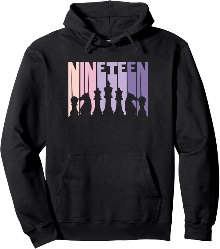 19. Geburtstag Geschenk Schach Fan Spielerin Retro Mädchen Pullover Hoodie